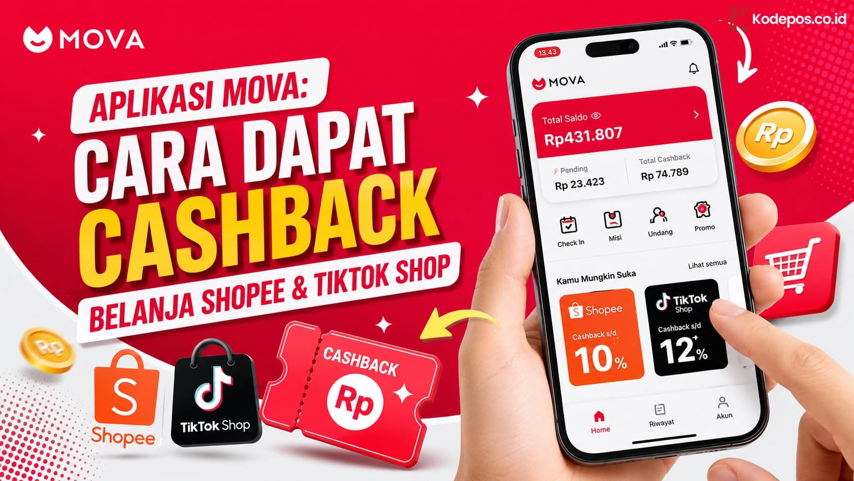 Aplikasi MOVA: Cara Dapat Cashback Shopee & TikTok Shop